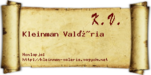Kleinman Valéria névjegykártya